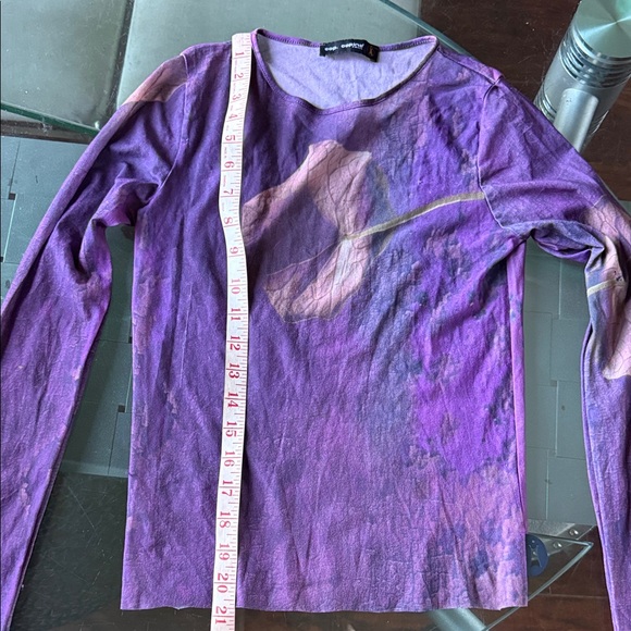 Cop.Copine Purple Leaf Long Sleeve Mesh Top - - Picture 9 of 10